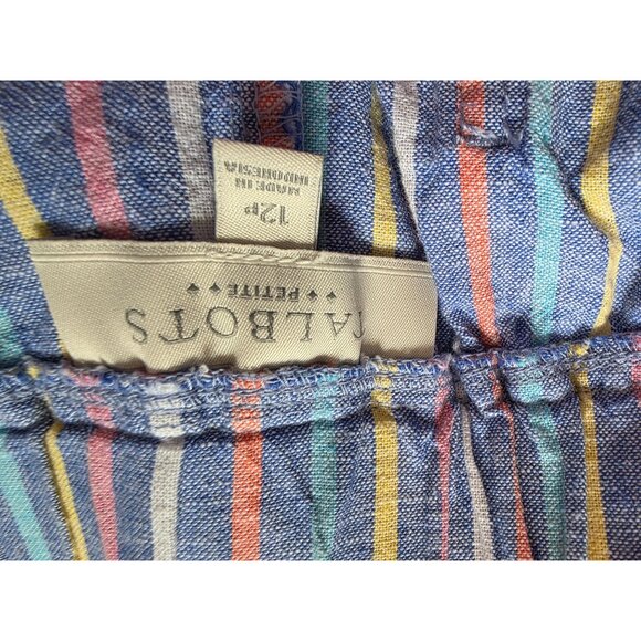 Talbots Petite Womens Striped Linen Cotton Drawstring Shorts Size 12P - Picture 4 of 6